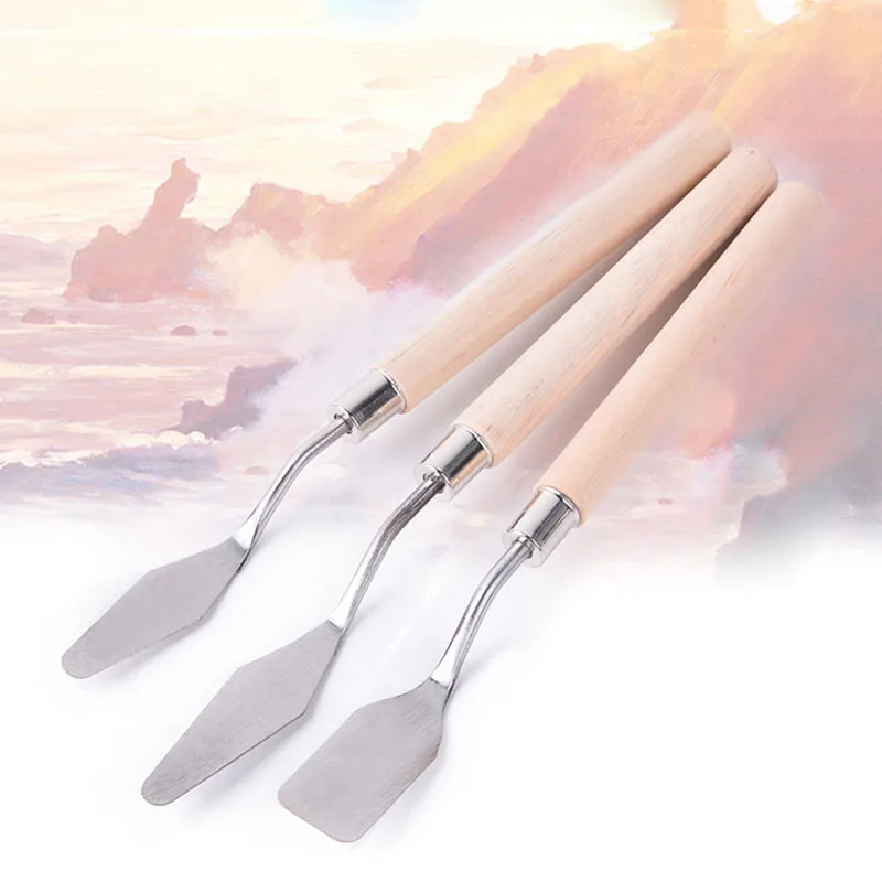  3 Pcs Stainless Steel Palette Scraper Set for Oil Painting Spatula Tools Painting Supplies B2Cshop