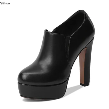 

Olomm New Stylish Women Platform Pumps Sexy Square High Heels Pumps Round Toe Elegant Black Casual Shoes Womens US Size 3-10.5