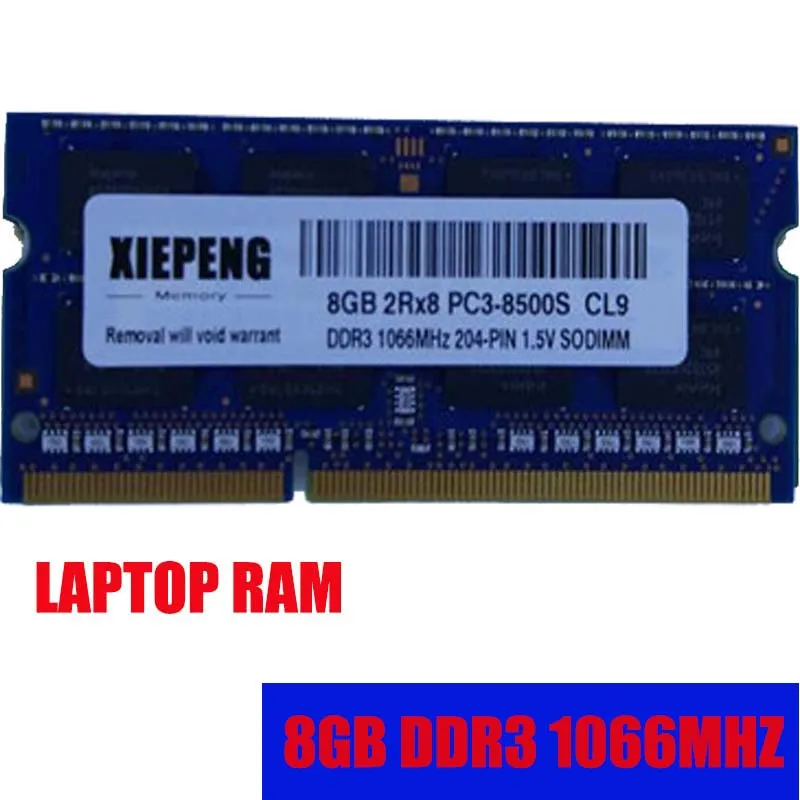 Оперативная память для ноутбука 8 ГБ 2Rx8 1066 МГц DDR3 4G pc3 8500 204 контактов SODIMM