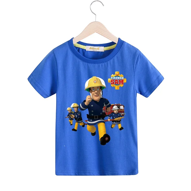 2018 Cartoon Fireman Sam T shirt For Boy Girls Short Sleeves