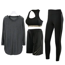 Женский спортивный костюм для фитнеса и йоги эластичная тонкая Сетчатая футболка спортивные бюстгальтеры плотные штаны для йоги костюмы 4 шт. женские леггинсы