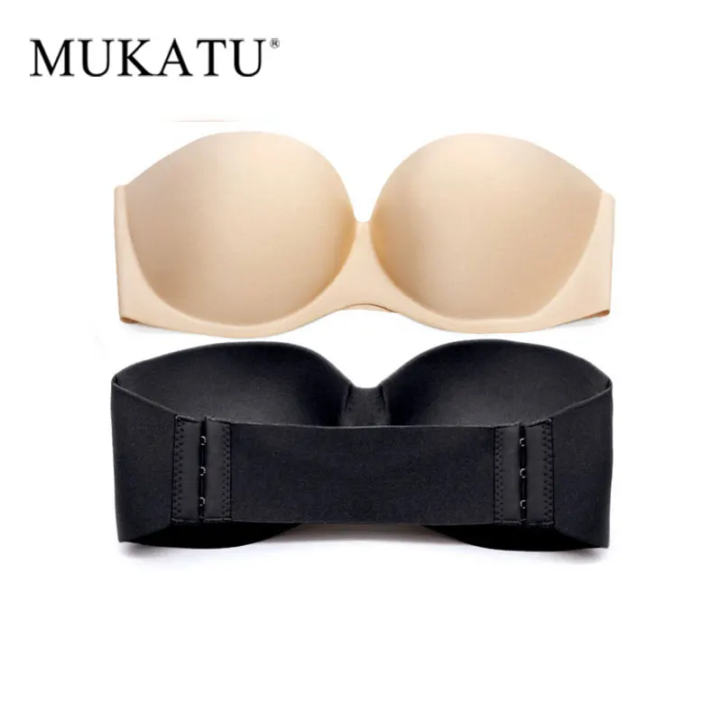 

MUKATU Sexy Formal Dress One Piece Seamless Bra Cup Invisible A Blade Strapless Ladies Push Up plunge backless Underwear