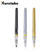 ZIG Kuretake перезаправляемый с кисточкой ручка научная каллиграфическая Кисть Золото Серебро Черный Средний наконечник Япония