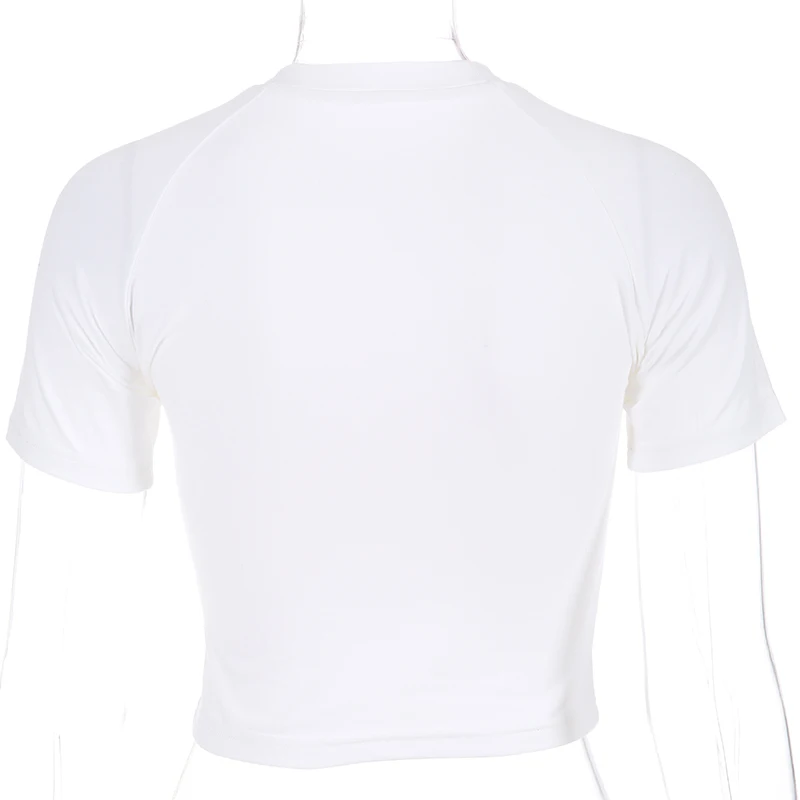 HEYounGIRL Повседневная белая футболка с вышивкой, женская укороченная Футболка Harajuku с коротким рукавом, базовая футболка с принтом, летняя женская футболка