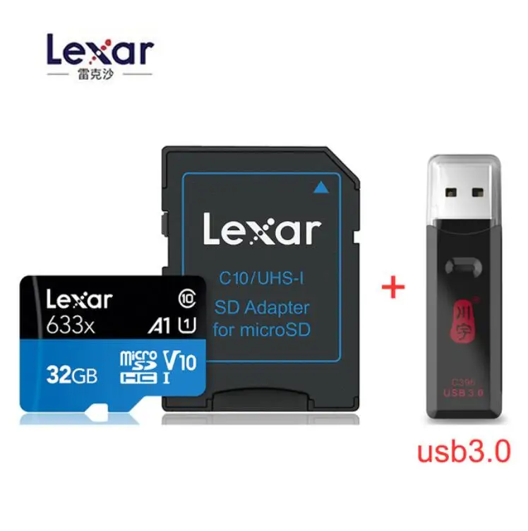 Lexar 633x высокая скорость 95 МБ/с./с 512 ГБ 256 ГБ 128 Гб Micro SD карта памяти адаптер SDHC UHS-I U1 U3 A1 A2 для дрона - Емкость: 32GB-C396