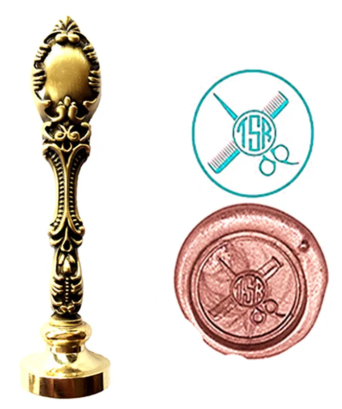 Scissors Comb Custom Logo Luxury Vintage Wax Seal Stamps Kit Wedding Invitation Sealing Stamps