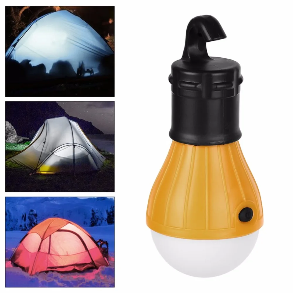 

Portable Outdoor Hanging 3 LEDS Camping Lantern Tent LED Soft Light Bulb Lamp Fishing Hunting Garden White Light AAA Battery