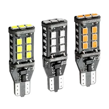 T15 W16W WY16W 15 SMD 2835 Светодиодный CANBUS без ошибок автомобиля задние светодиодные лампы тормозного светильник авто задний фонарь поворотники красный белого и желтого цвета Янтарный