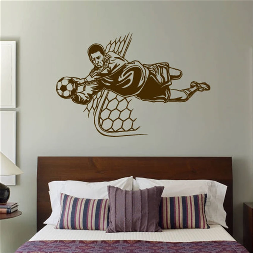 

Wall Decal Football ball Player Kicking Soccer Sport goalkeeper league free shipping Vinyl Wall decoration Wall stickers M940