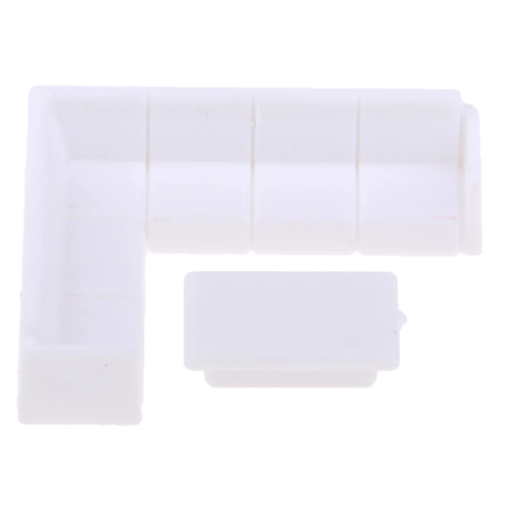  Dollhouse Miniature Furniture Plastic White Tea Table Sofa Set DIY Living Room Decor 1/75