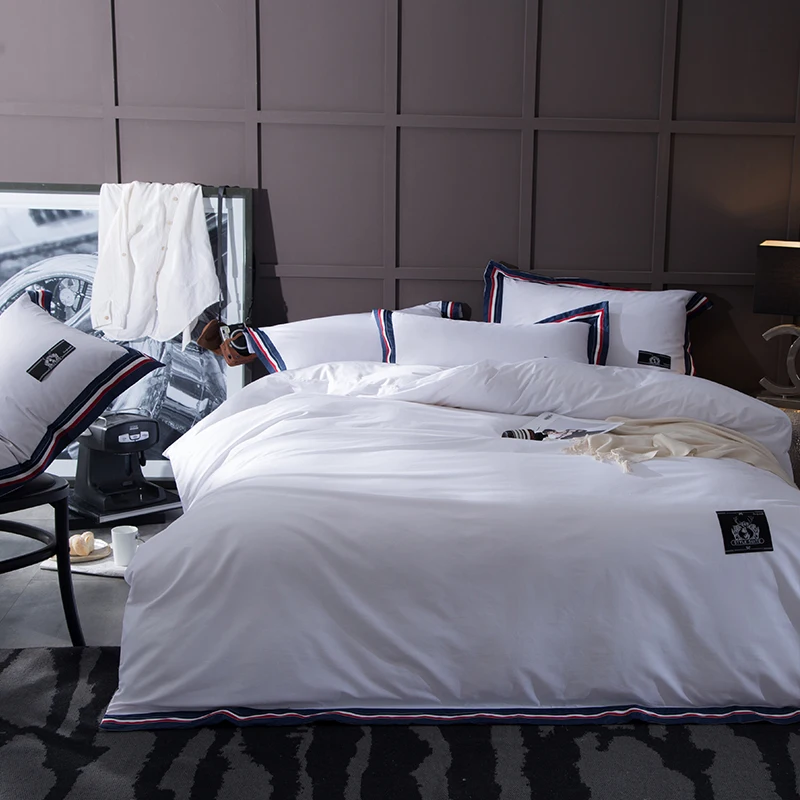

Papa&Mima Solid color white duvet cover sets 100% cotton Queen King size flat sheet pillowcases