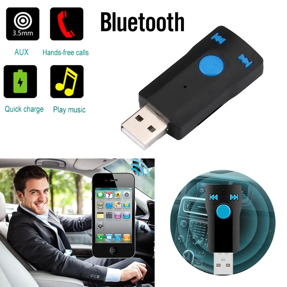 

Wireless Bluetooth Adapter Car Kit AUX Audio USB Bluetooth Receiver Adapters Car accessories Black araba aksesuar/1.5
