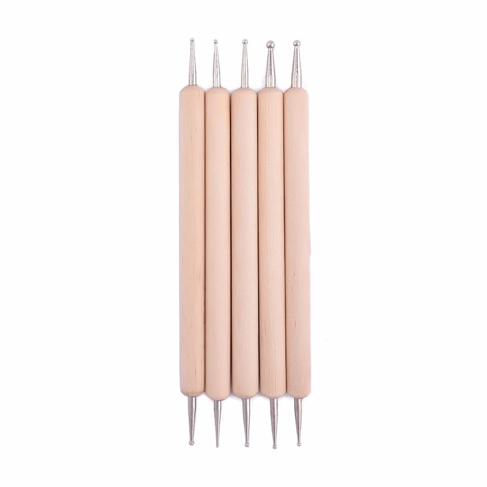 ROSALIND 5PCS/Set 2 Way Nail Tools Dotting Art Wooden Pen Marbleizing Manicure Tool | Красота и здоровье