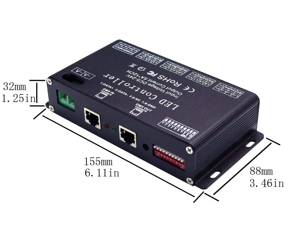 Высокая мощность 12 канальный 5A/канальный DMX светодиодный контроллер Led 512 декодер