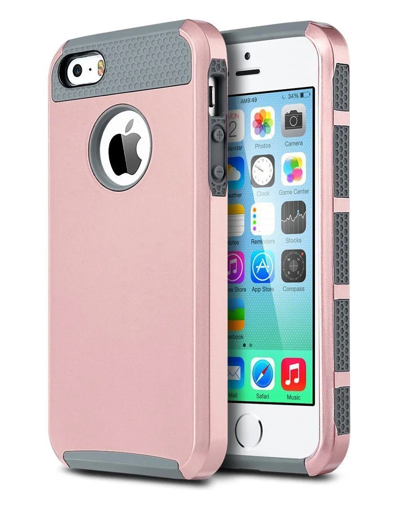 Для Apple Iphone 5/5s/Se Случае Двойной Слой Ultra Slim Обложка Прочный Гибридный Амортизация