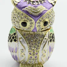 Изысканная Сова инкрустированная Ювелирная Шкатулка Брелок