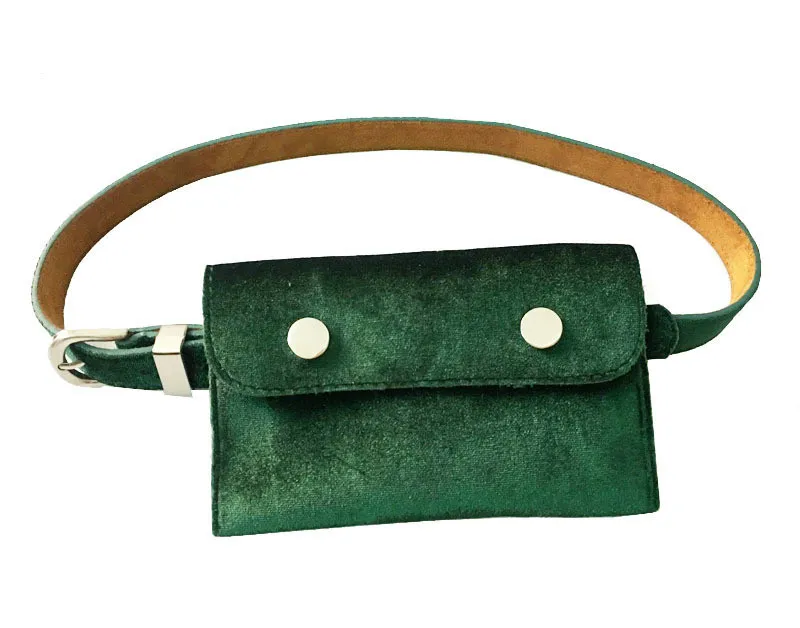 Brand Fashion Velvet Women Waist Bag Belt Female Money Phone Waist Packs Fanny Pack for Women Waistbag Leather Bum Pouch - Цвет: Army Green