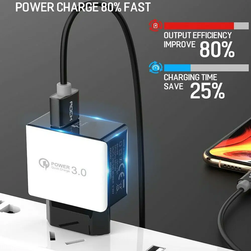 

USB Fast Charging Quick Wall Charger Adapter Plug for Samsung Android iPhone New EU US Plug