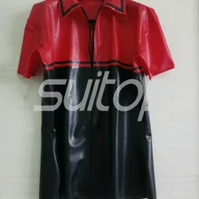 Мужские модные рубашки из латекса Топы Верхняя одежда для мужчин спереди молния настоящая фотография(без любусов