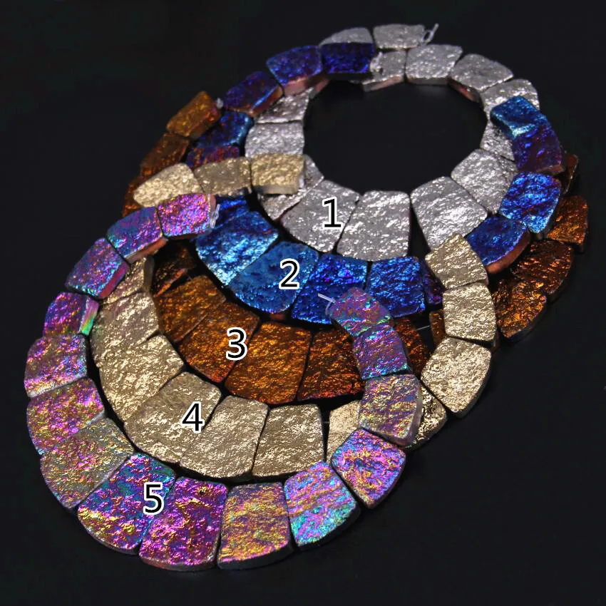 more color choice,15pcs/str Titanium Red Aventurine Top Drilled Slab Loose Beads Necklace,Rough Stones Graduated Slice Pendants