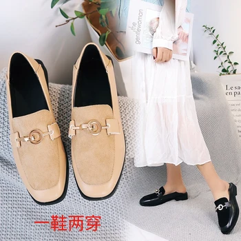 

Spring 2019 new retro square head small shoes fashion wild comfortable casual shoes women's flat shoes.