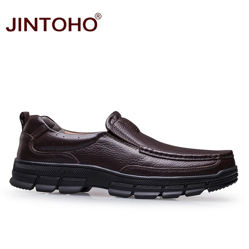 Туфли JINTOHO мужские из натуральной кожи официальная обувь без застежки лоферы