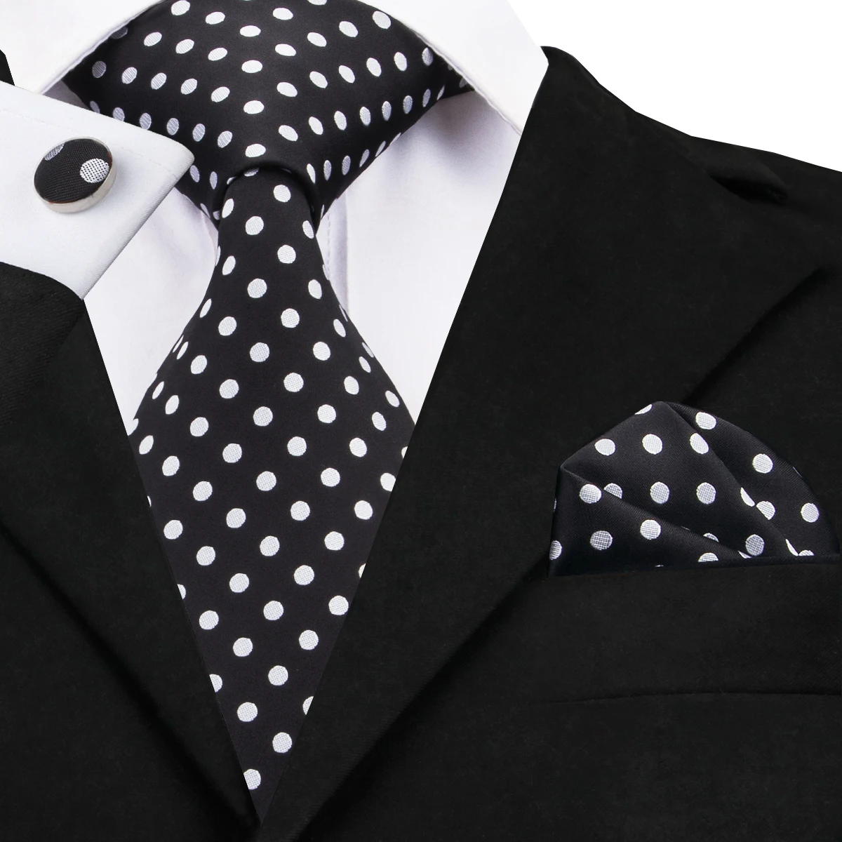 C 1459 Hi Tie классические черные мужские галстуки в горошек высокое качество