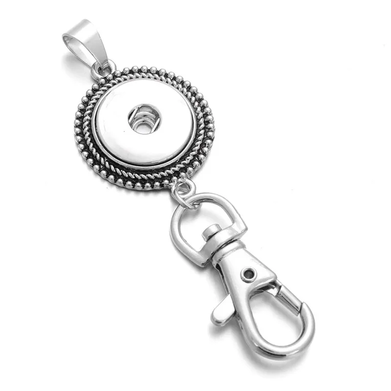 Snap Jewelry Classic Round 18mm Snap Keychains Lanyard Hook Key Chain