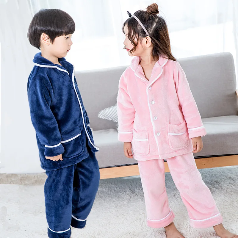 Winter Warm Flannel Children Sleepwear Robe Brand Pajama Sets for Boys