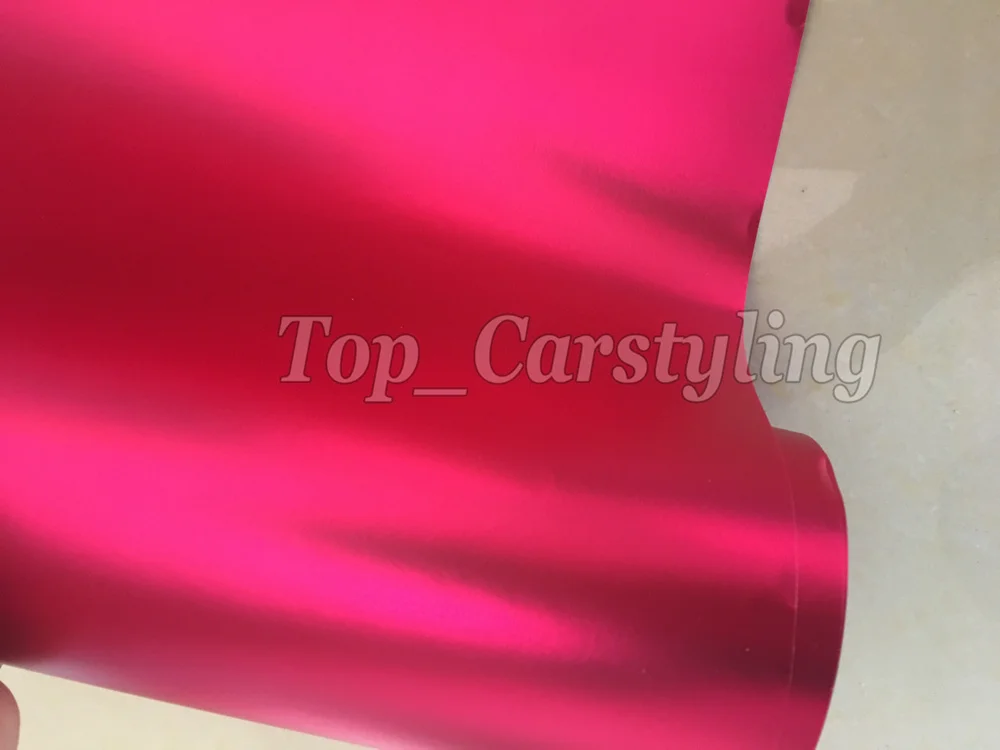 Hot pink satin chrome frozen car wrap foil matt chrome apa vinyle cover (7)