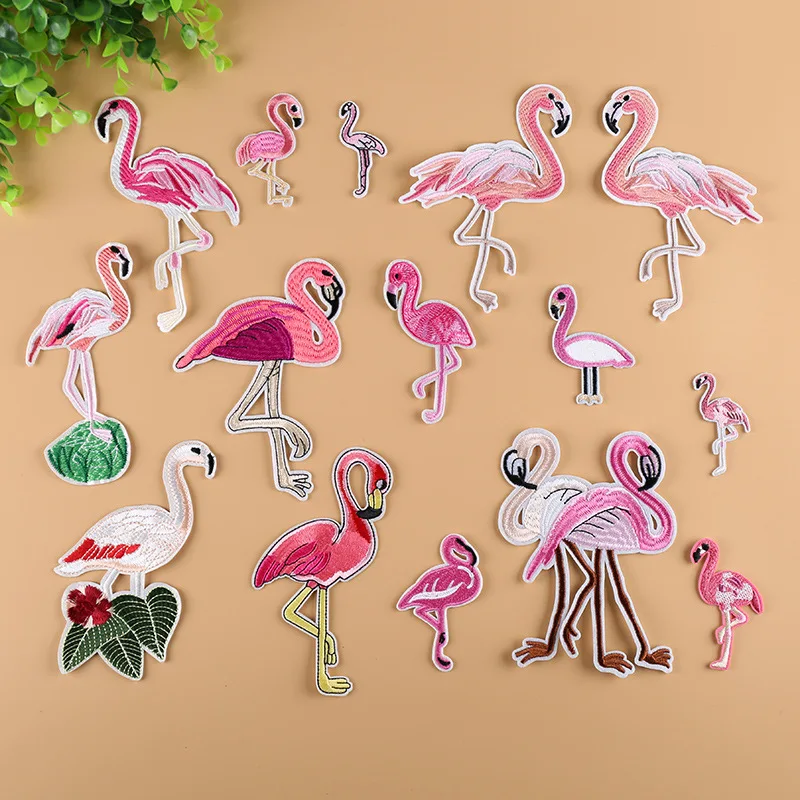 

1Pcs Flamingo Heat Transfers Iron On Sew On Patches for Clothing DIY Clothes Stickers Decorative Applique Embroidery Patch 47208