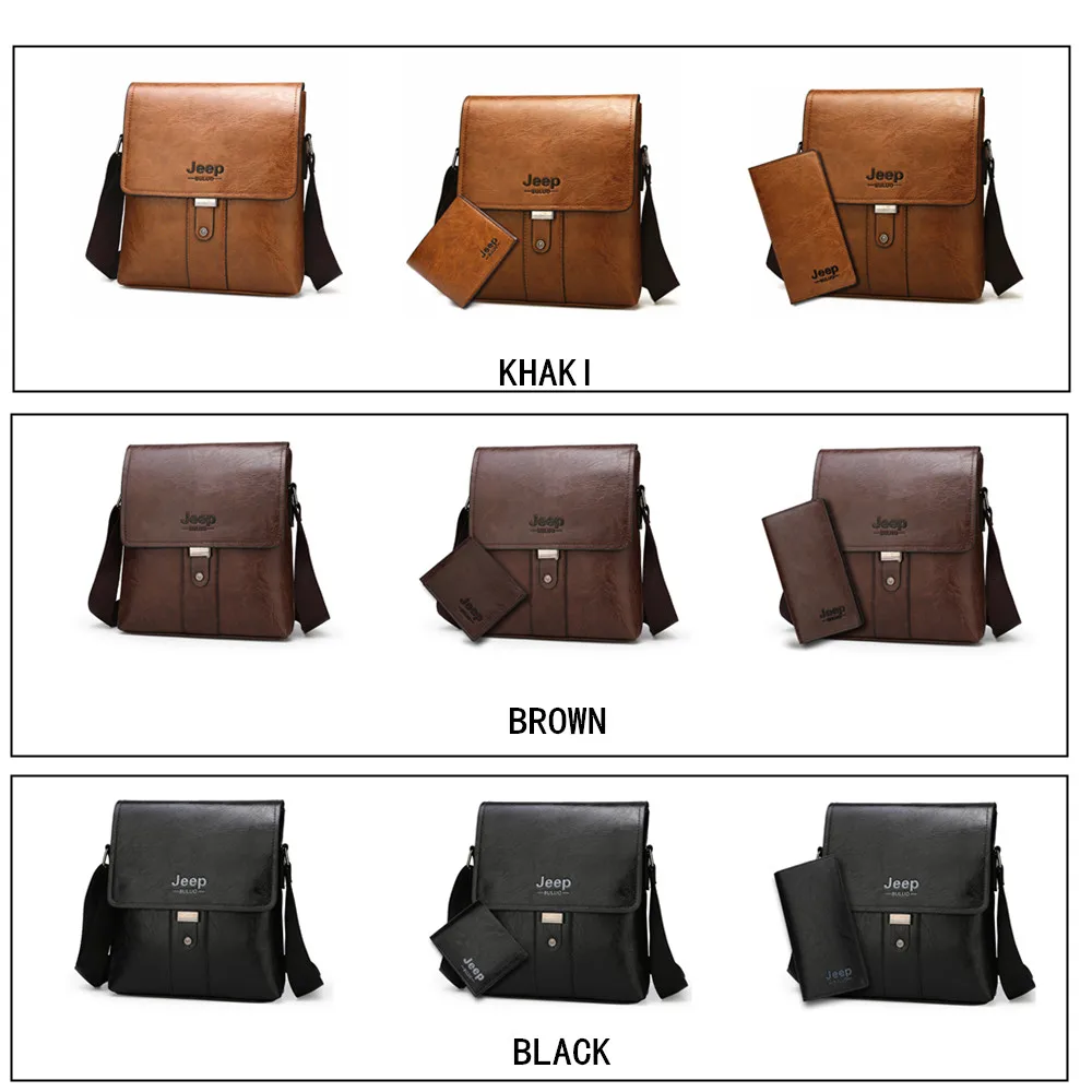  JEEP BULUO Men Shoulder Bag Set Big Brand Crossbody Business Messenger Bags For Man Fashion Casual  - 33054423490
