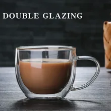 Кружка с двойной стенкой офисные кружки тепла с термоизоляцией, двойной Кофе кружка кофейная стеклянная чашка питьевое молоко Drophipping круглая стеклянная чашка