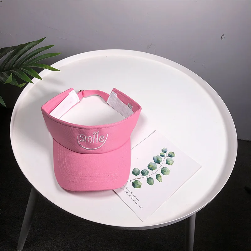 pink Узор унисекс улыбка письмо вышивка Bongrace шляпа пиковая солнцезащитная Кепка Панама простой стиль пустая крыша Sunhat - Цвет: pink