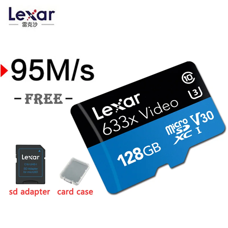 Lexar 633x95 MB/s Micro SD 256G 512G карты 32gb SDHC класс 10 64G 128G карта памяти SD адаптер для Gopro nintendo switch - Емкость: LEXAR 633X 128G