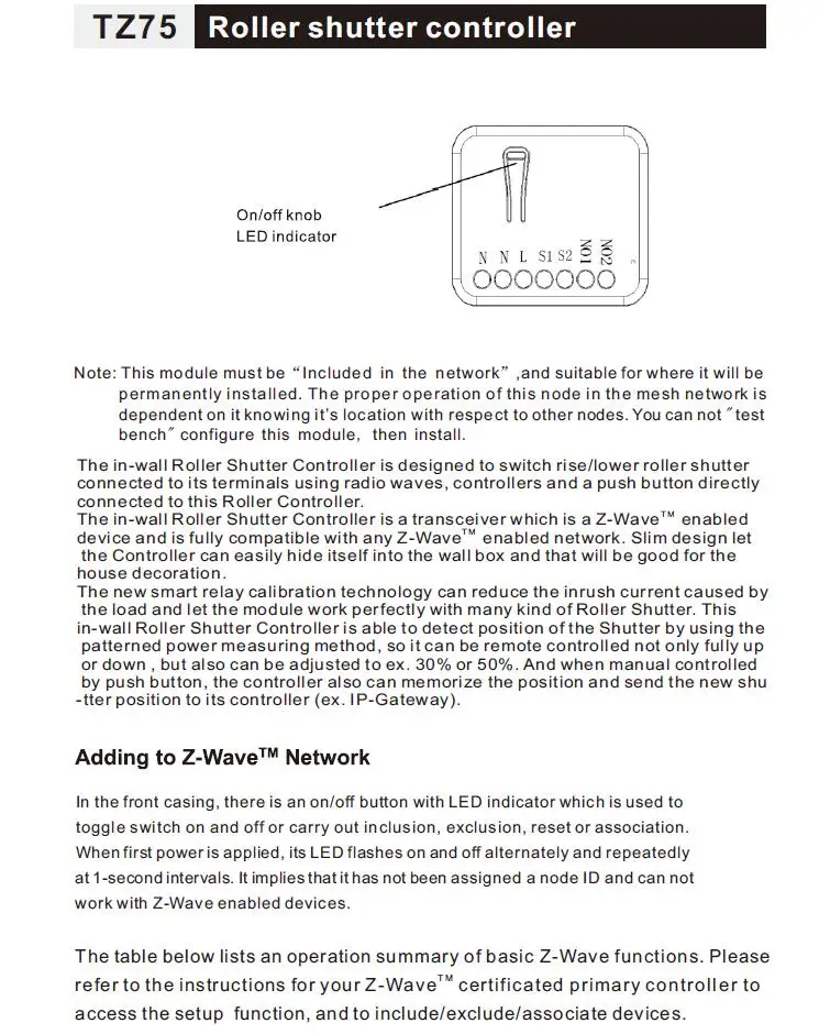 Z-wave plus TKB Home TZ75 модуль контроллера рольставни умный модуль переключатель с определением положения 100-240 В Входное напряжение