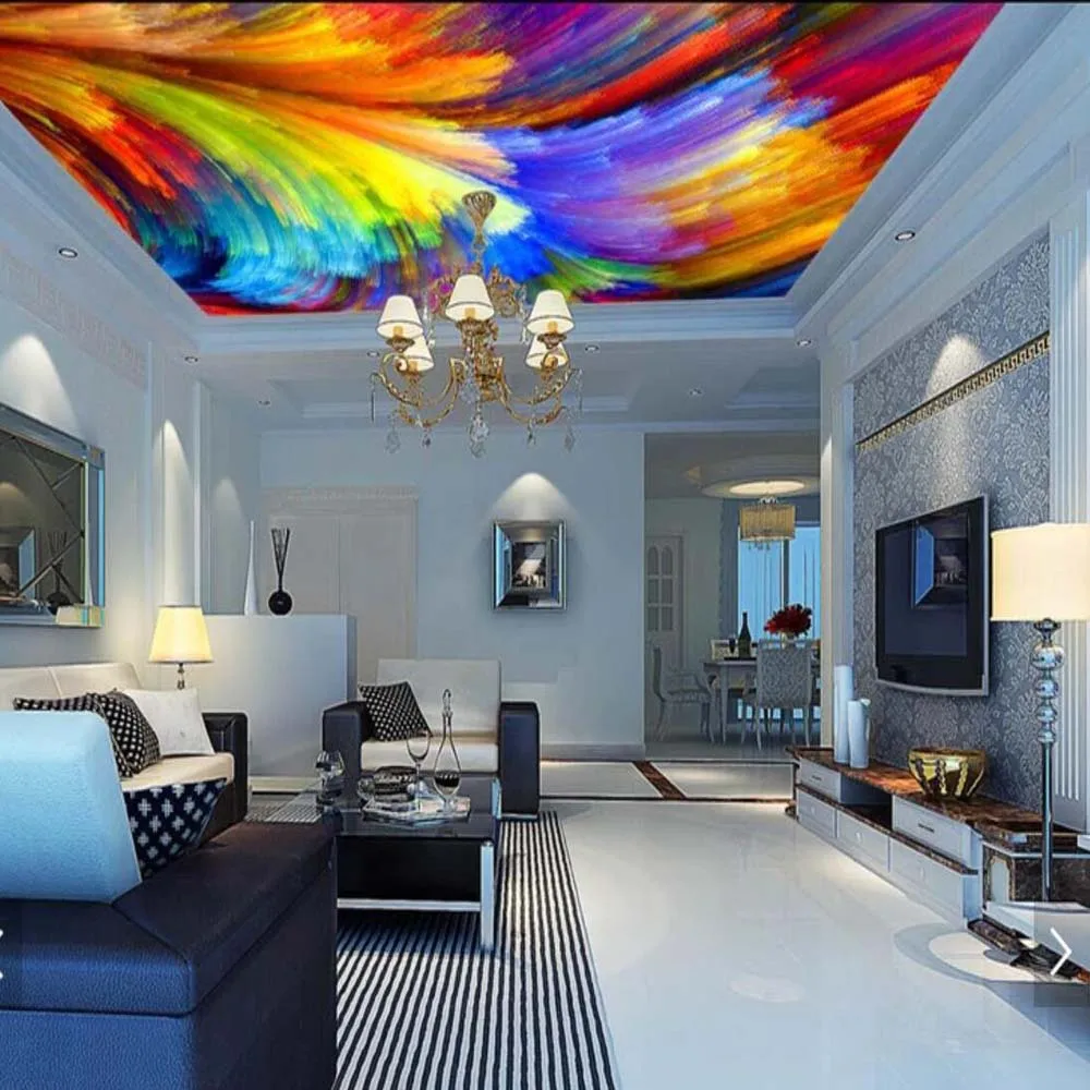 

3D Color Palette Views Abstract Ceiling Wallpaper Mural Print Photo Murals Decal Decor for Living Room Indoor Custom