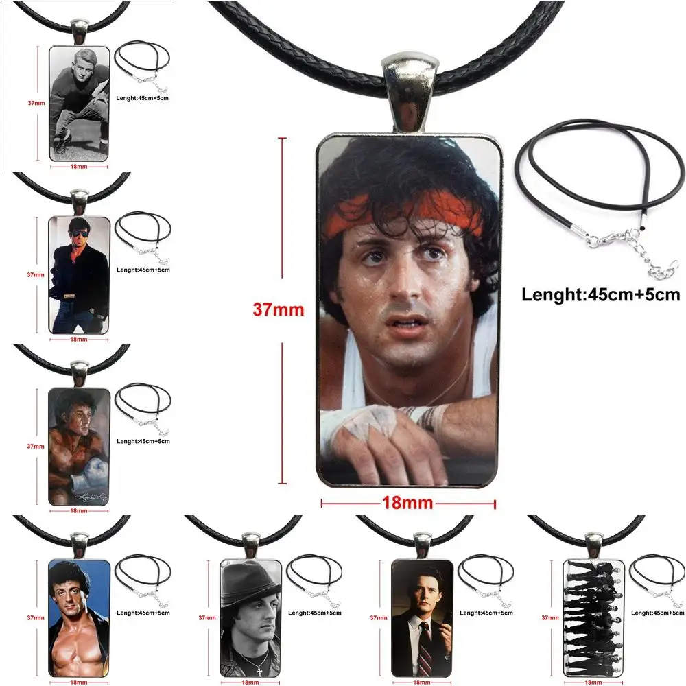 

Retro Tv Tape Rocky Balboa Sylvester Fashion Necklace Handmade Rectangle Shape Choker Necklace Jewelry Multi Designs For Unisex