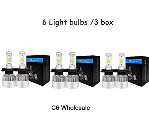 Elglux 2 шт. 72W фары для 8000LM 6500K H4 H1 H3 турбо светодиодный автомобилей головной светильник H7 H8 H9 H11 H27/880/881 9005 HB3 9006 HB4 9007 светодиодный туман светильник лампочка - Испускаемый цвет: 3pairs(6pcs include)