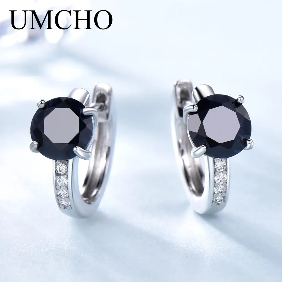 Женские серьги с натуральным сапфиром UMCHO 100% настоящие из стерлингового серебра