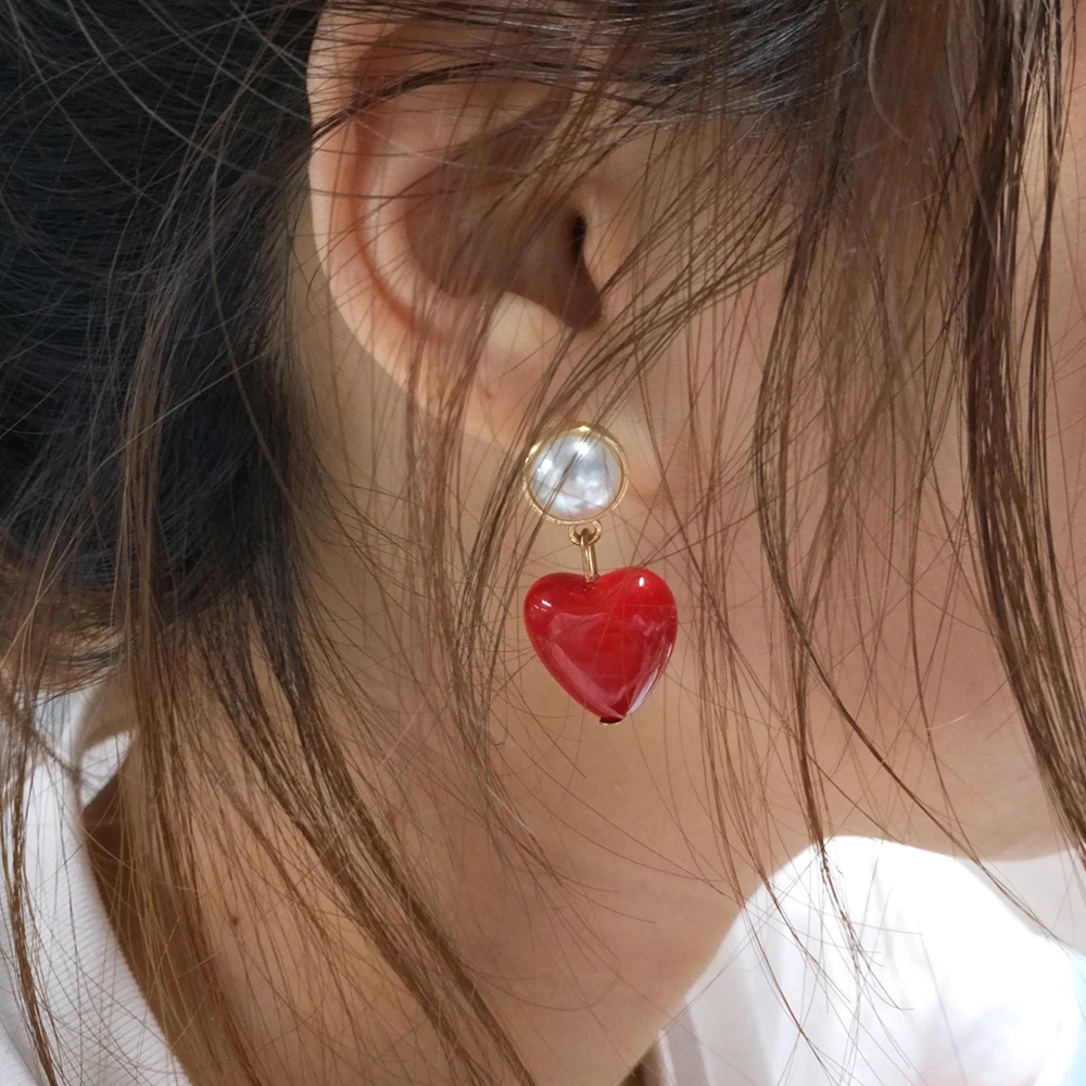 

Lalynnlys Fashion New Heart Drop Earrings Imitation Pearl Dangle Earrings For Women Party Wedding Jewelry Bijoux Gift E60661