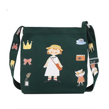 

New Shoulder Strap Removable Canvas Shoulder Bag Simple Letter Pocket Pocket Korean Leisure Diagonal Shopping Bag A3