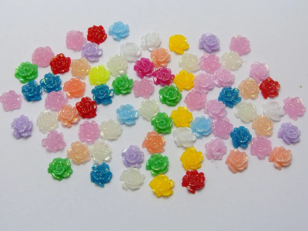 

500 Mixed Color Flatback Resin Floral Mini Flower Cabochons 6mm