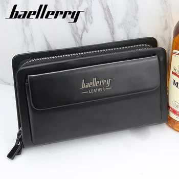 

Baellerry Men PU Leather Long Zipper Wallet Organizer Phone Purse Male Money Pocket Pochette Clutch Bag ID Card Holder Wristlet