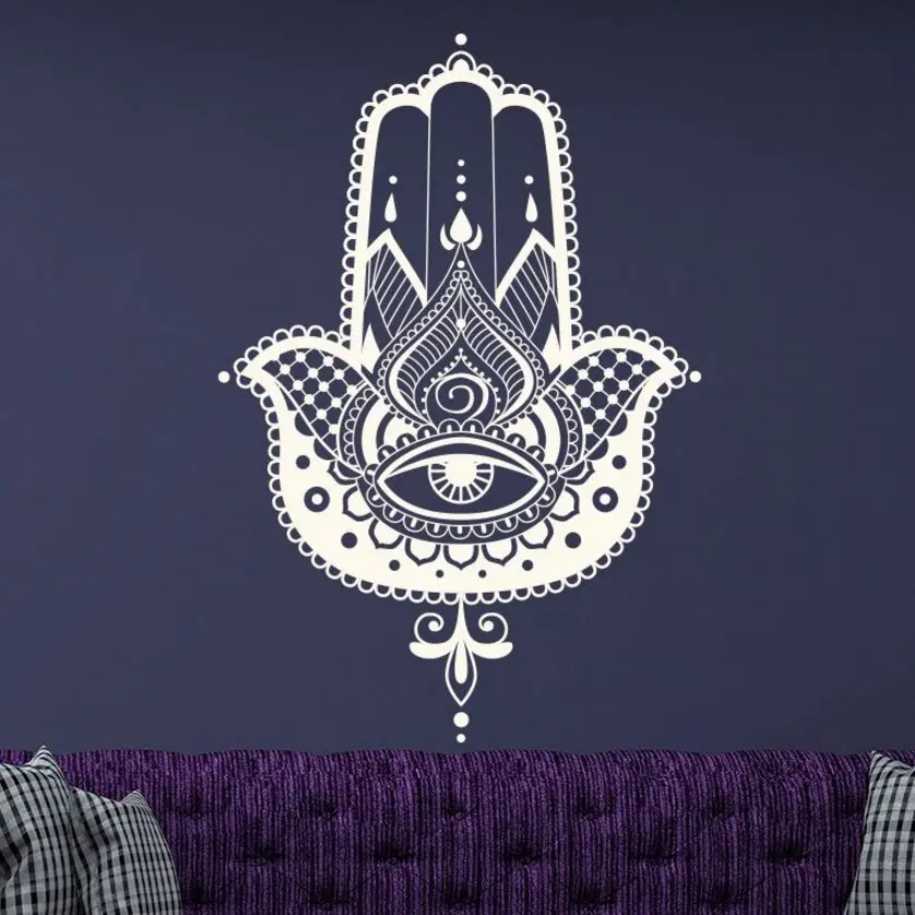 Стильная Настенная Наклейка Ganesh Lotus наклейки на стену Рука Хамса дизайн рыбий