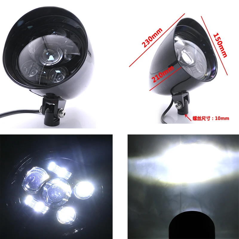 

Universal DC 12V Motorcycle Refit Headlight Scooter LED Headlamp Retro Black Motor Front Light Motorbike Moto Vintage Head Lamp