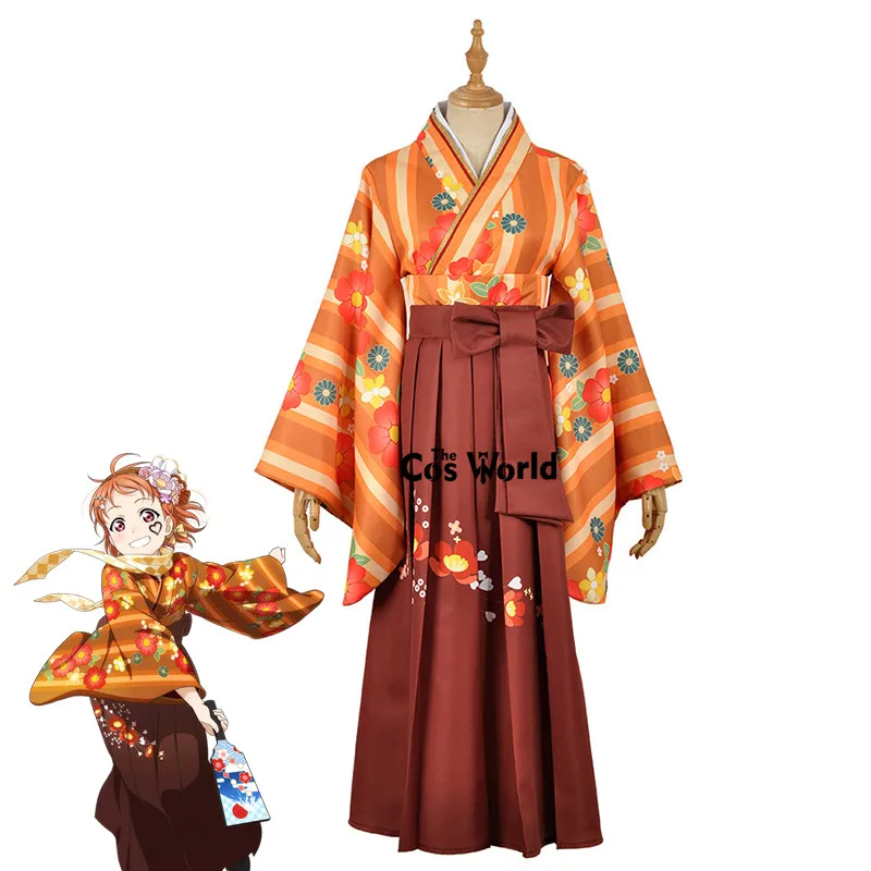 Love Live Sunshine Aqours Takami Chika Taisho кимоно юката платье наряд аниме костюмы для косплея |