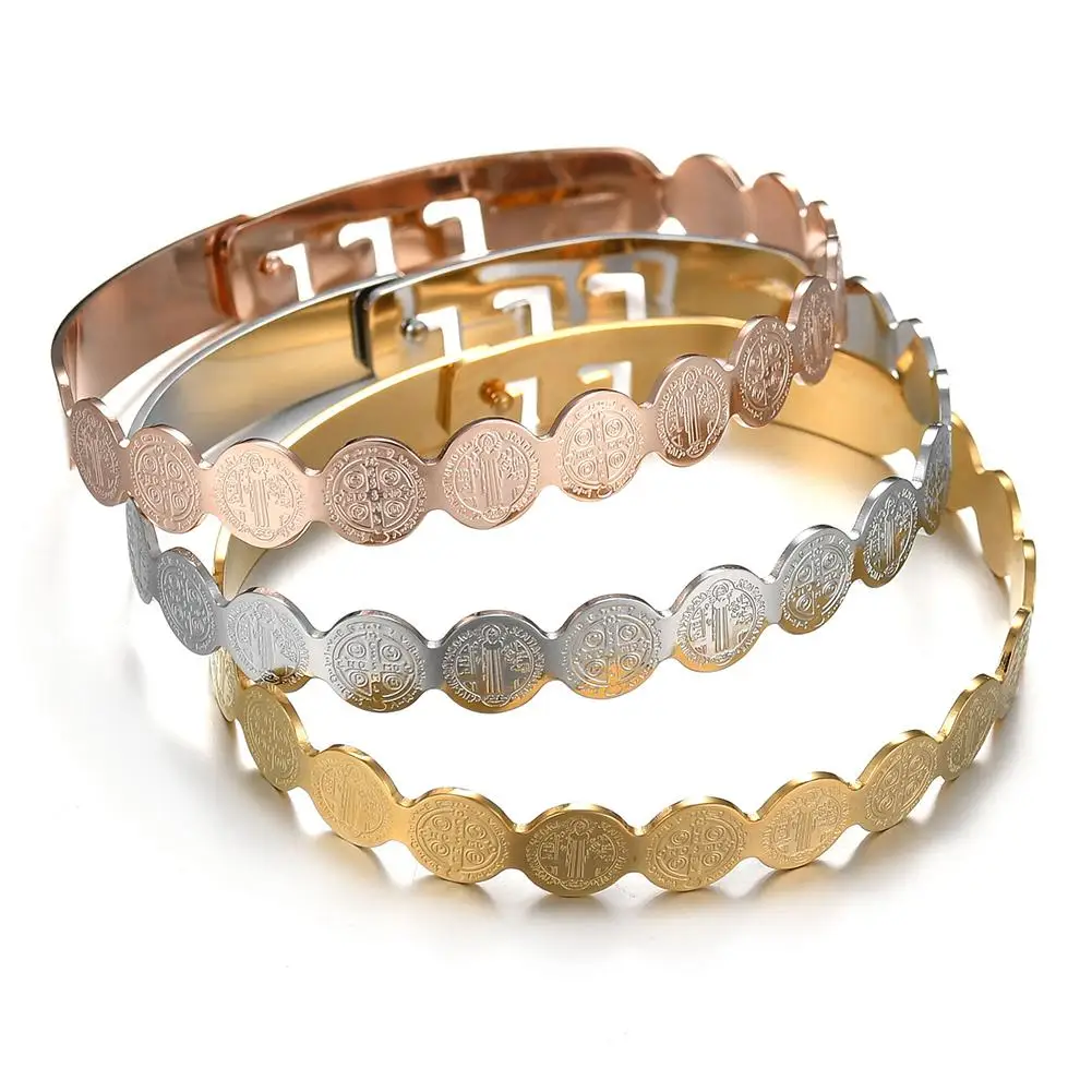 

Religious Jesus Embossed Pattern Open Bracelet Bangle Jewelry Decor Gift New