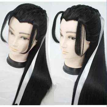 

black swordsman cosplay hair ancient warriors cosplay hair long vintage hair ancient dynasty men cosplay halloween cosplay