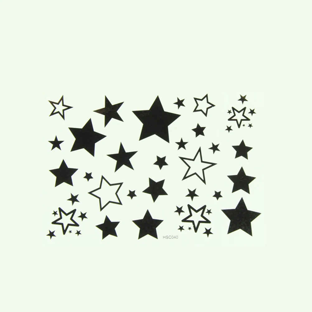 1 шт. черные пятиконечные полые твердые звезды водонепроницаемые временные наклейки татуировки моделирование воды передачи кожи красоты 17*16 см